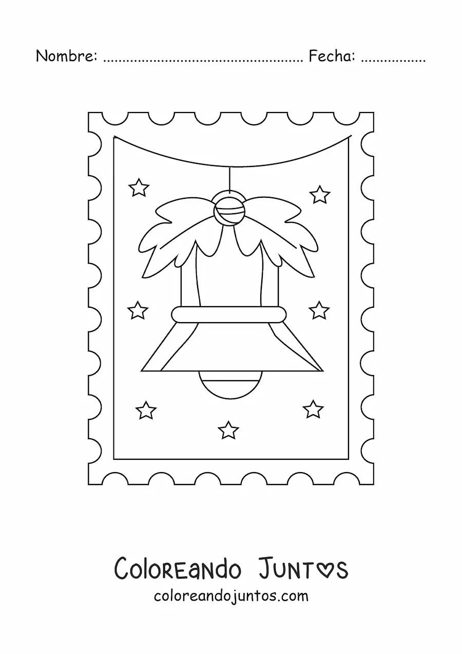 Imagen para colorear de campana navideña sencilla