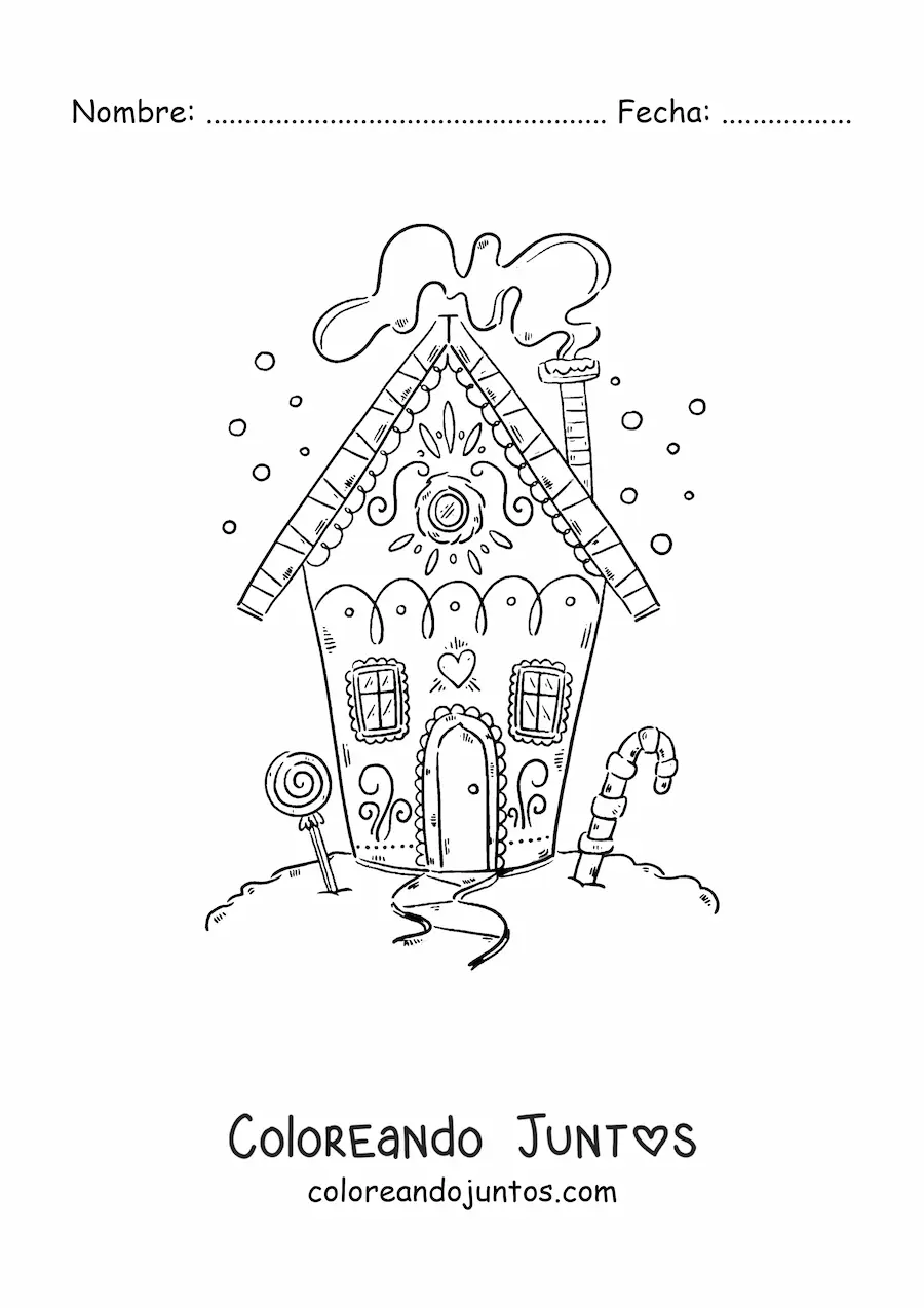 Imagen para colorear de casa de jengibre pequeña