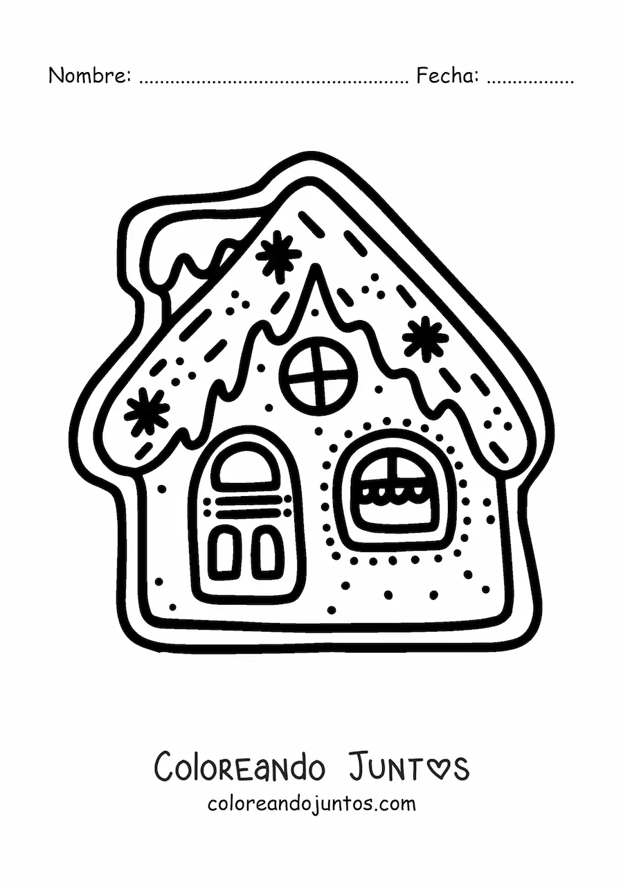 Imagen para colorear de galleta de casa de jengibre