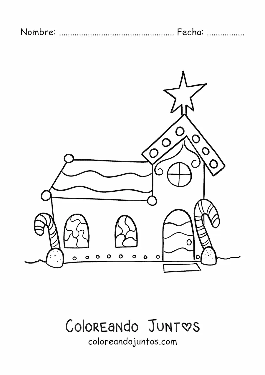 Imagen para colorear de iglesia de galleta de jengibre
