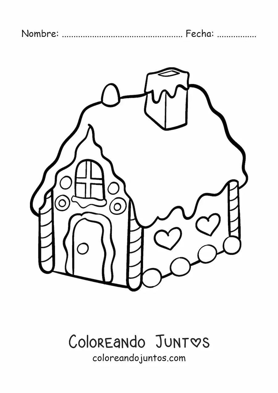 Imagen para colorear de casita de jengibre navideña grande