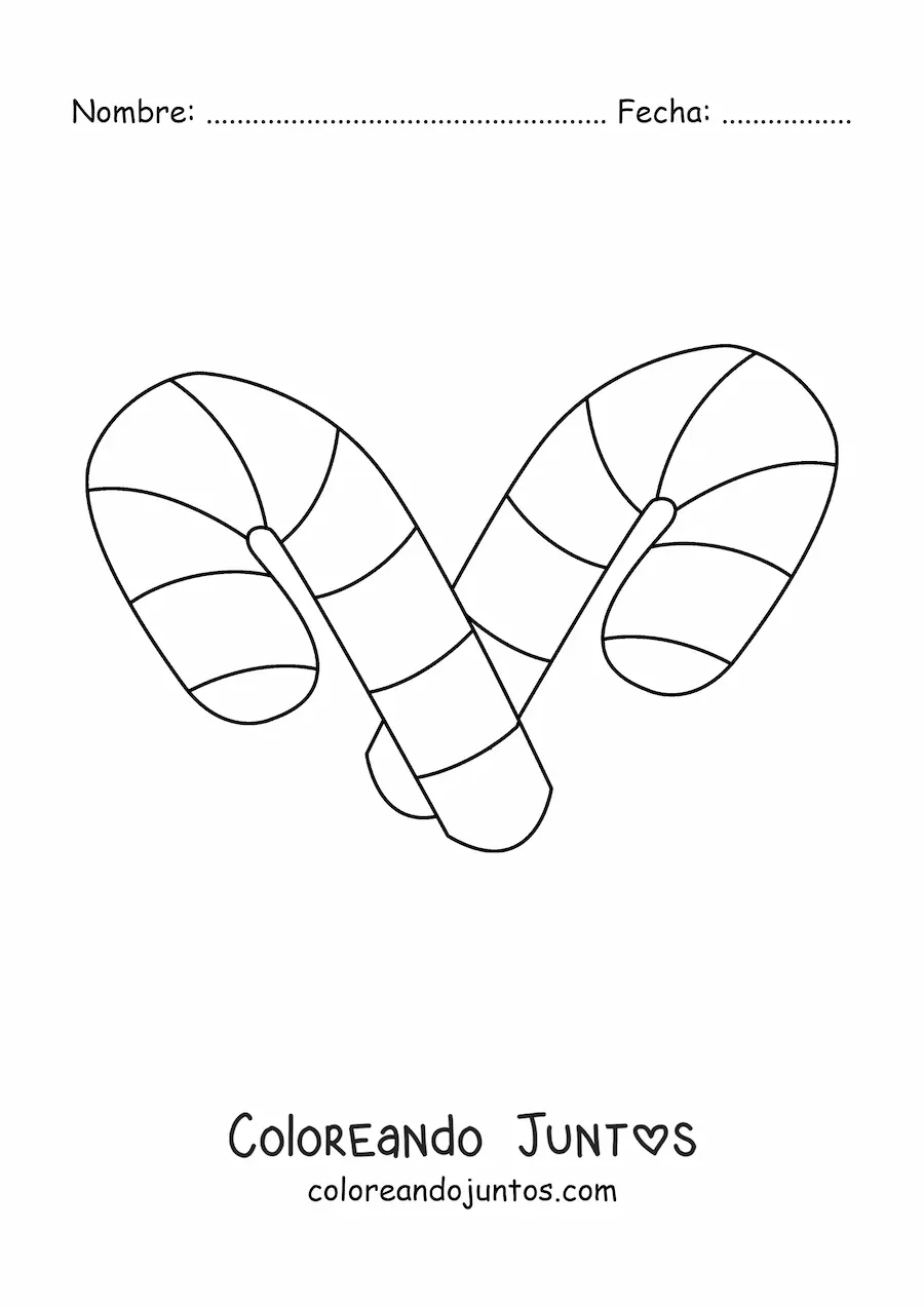 Imagen para colorear de bastones de caramelo sencillos