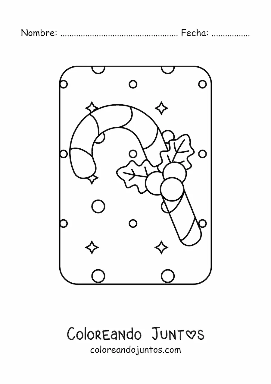 Imagen para colorear de bastón de caramelo con adorno