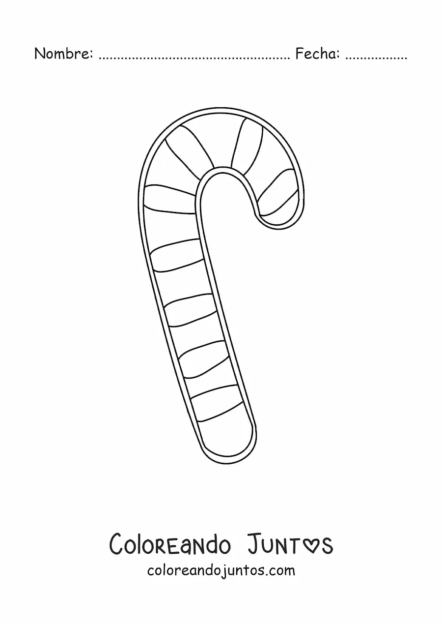 Imagen para colorear de bastón de caramelo sencillo grande