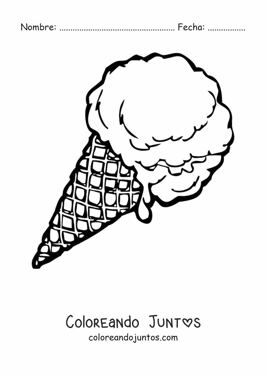 Imagen para colorear de un cono de helado de una bola