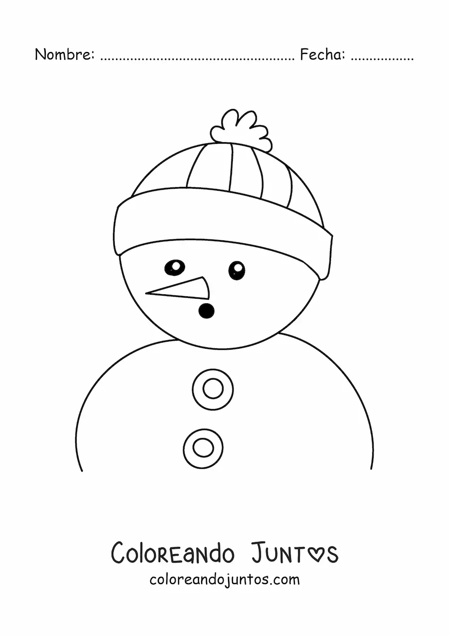 Imagen para colorear de muñeco de nieve sorprendido