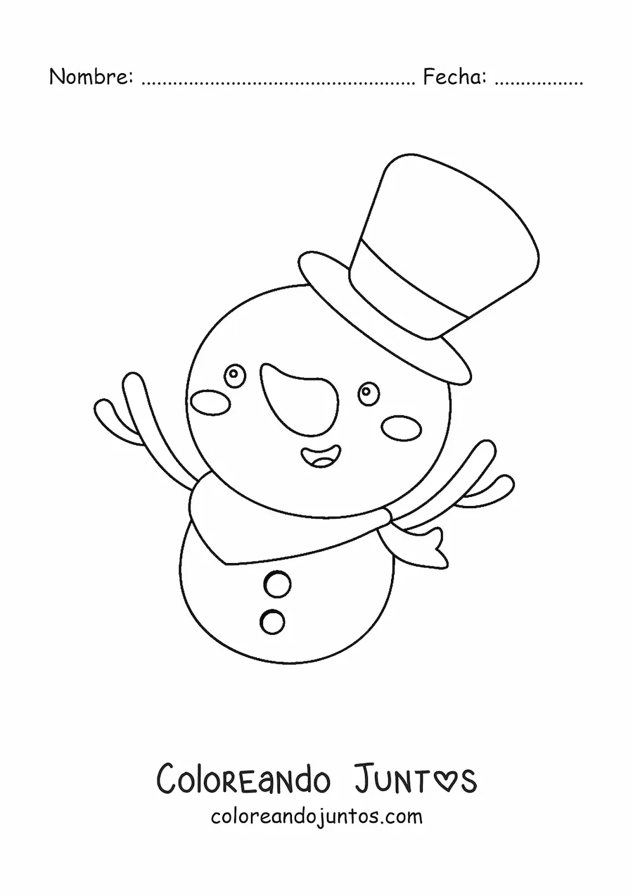 Imagen para colorear de muñeco de nieve