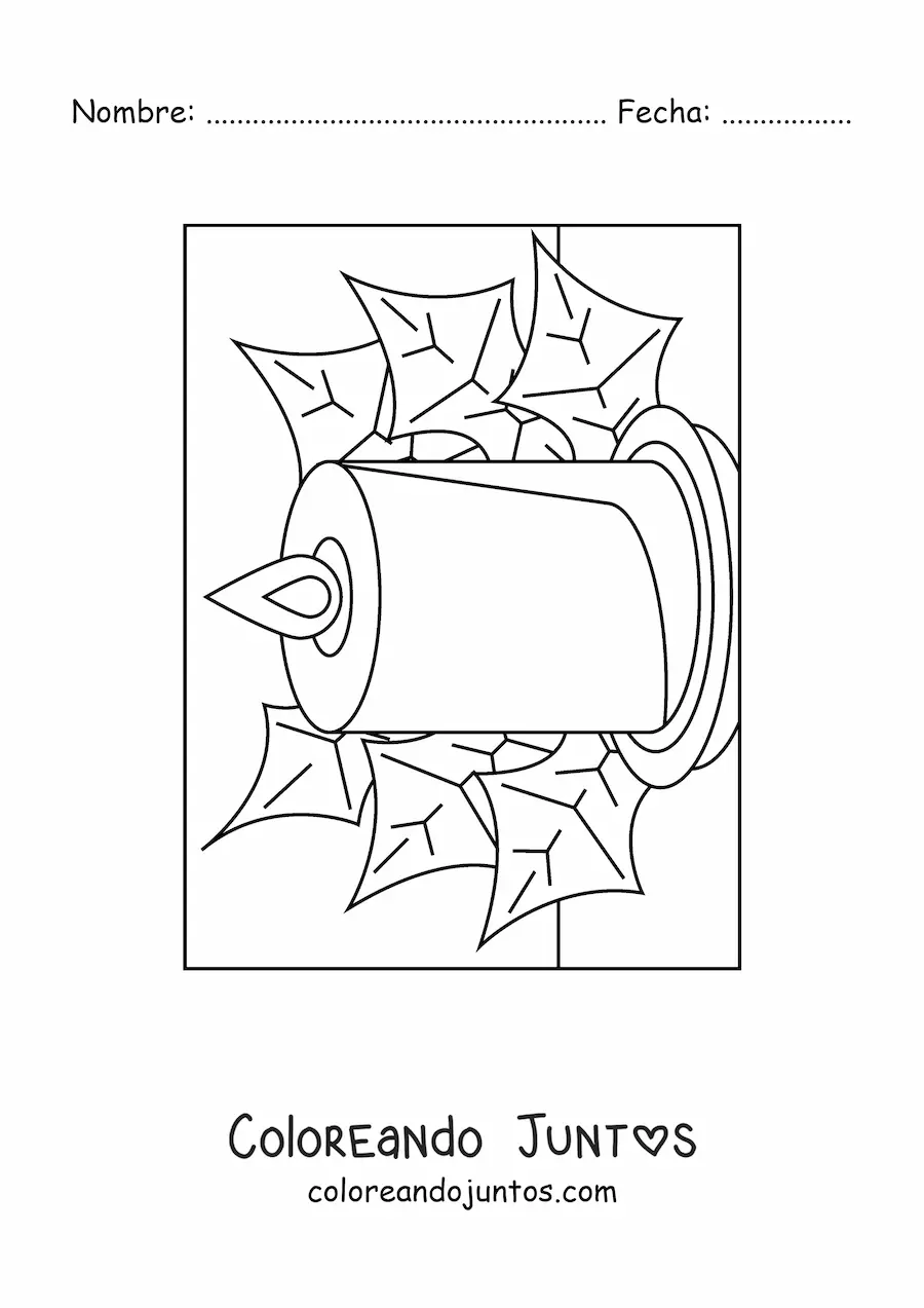 Imagen para colorear de vela de Navidad grande