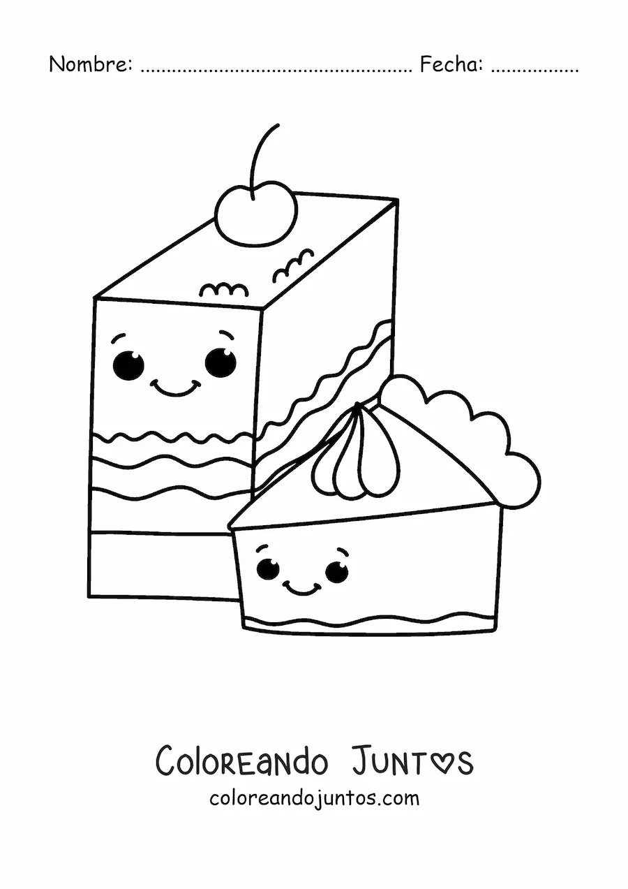Imagen para colorear de dos pasteles kawaii