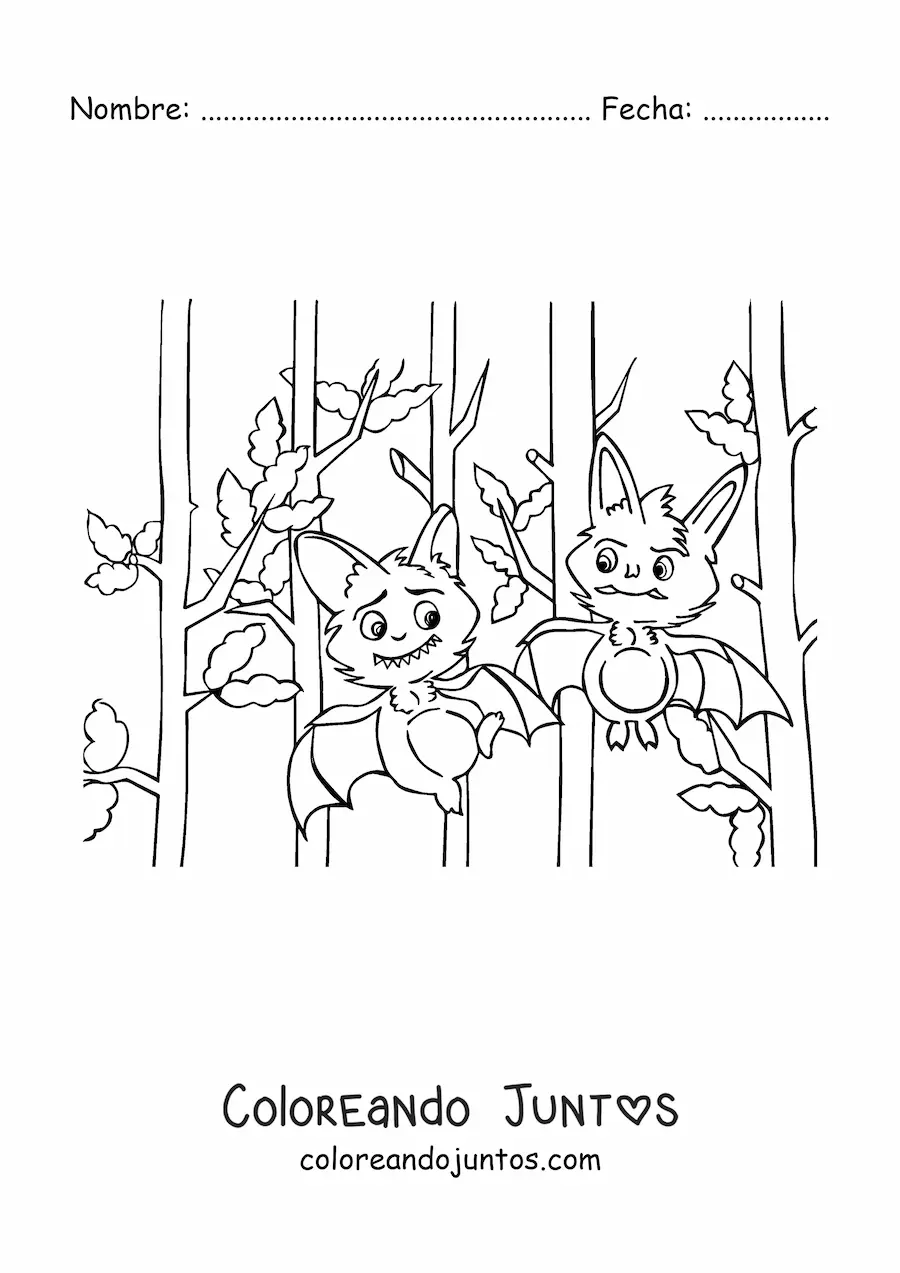 Imagen para colorear de vampiros convertidos en murciélagos animados