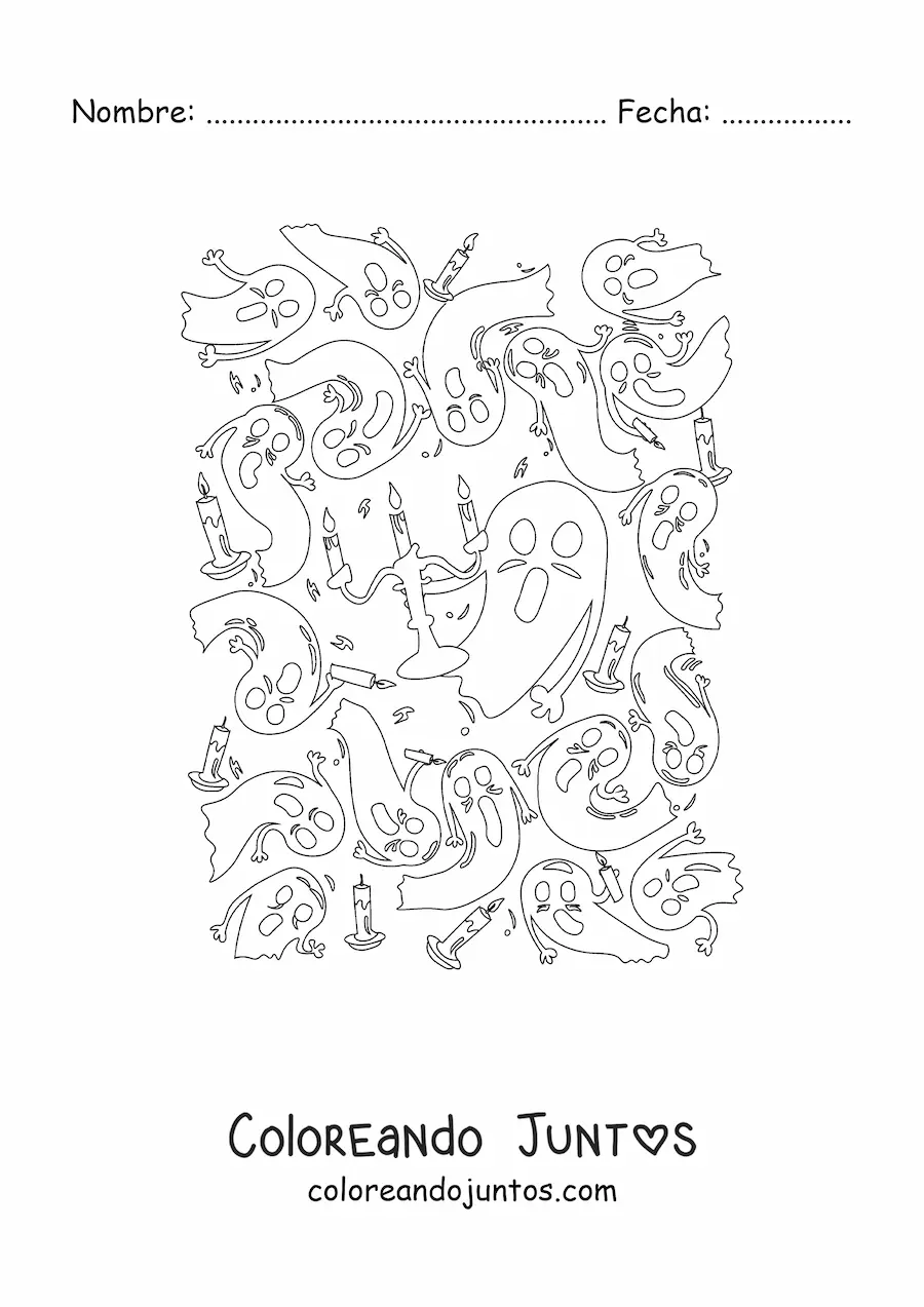 Imagen para colorear de fantasmas aterradores con candelabros
