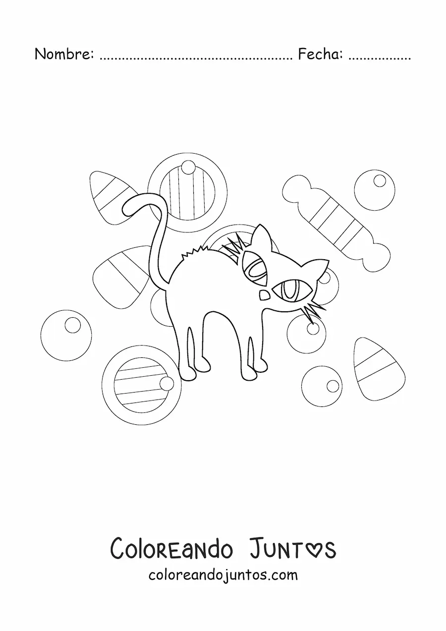 Imagen para colorear de gato de Halloween sencillo