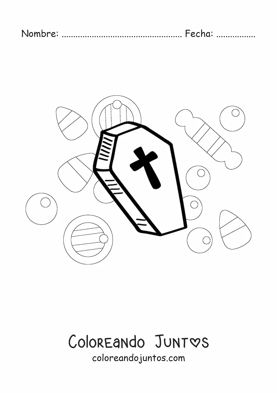Imagen para colorear de tumba fácil de Halloween