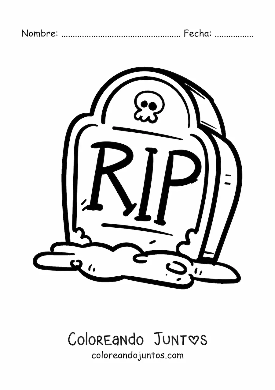 Imagen para colorear de tumba grande de Halloween