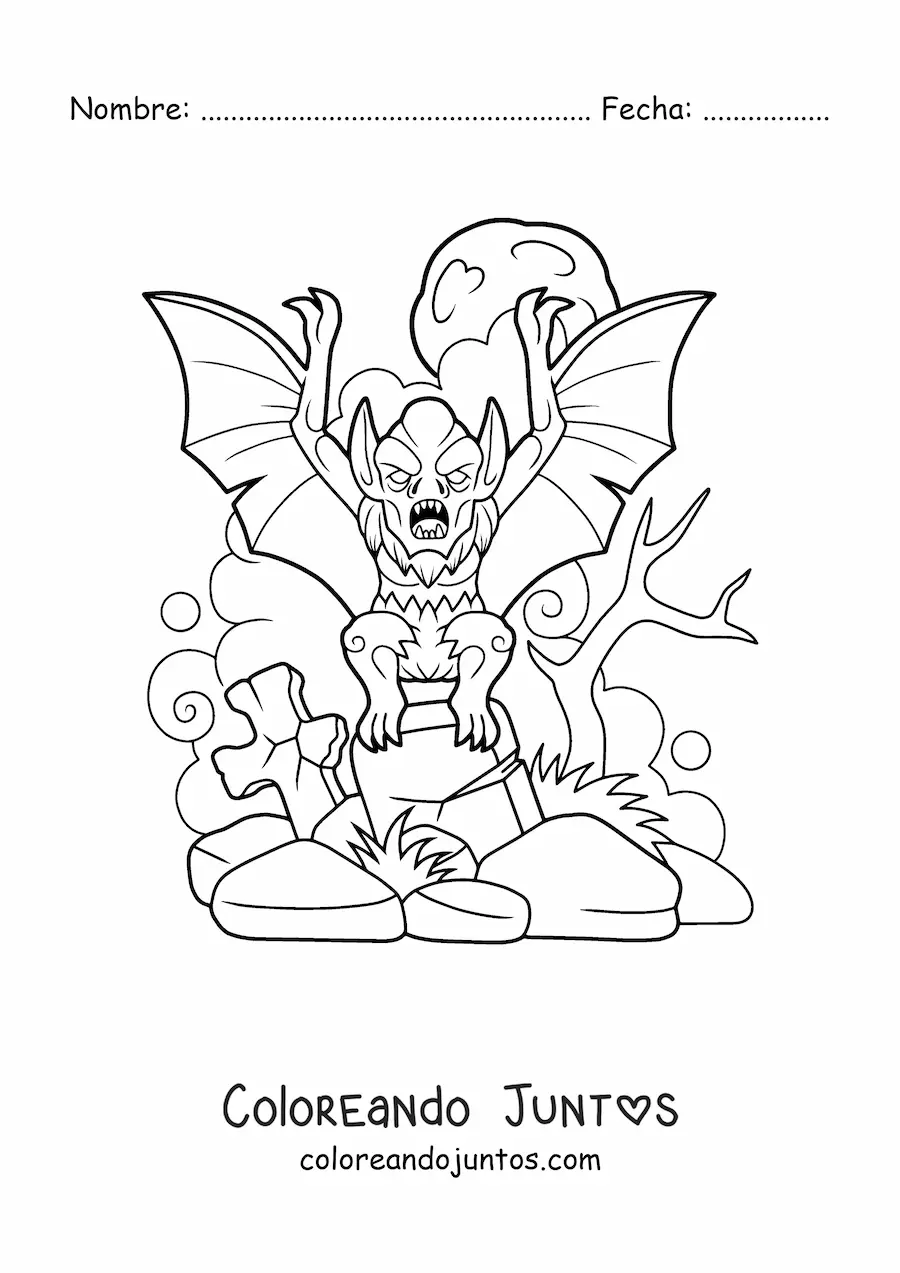 Imagen para colorear de murciélago vampiro aterrador