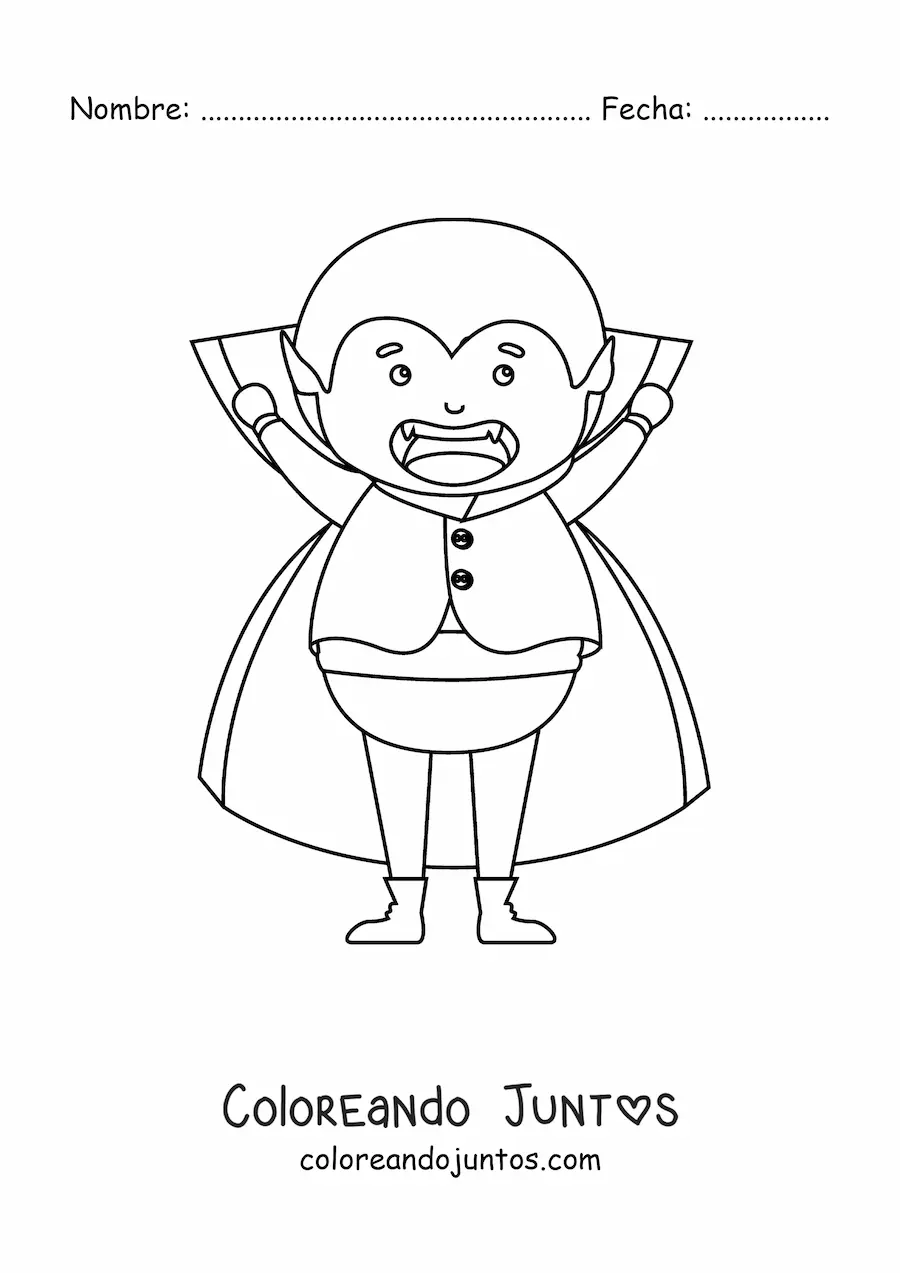 Imagen para colorear de vampiro kawaii