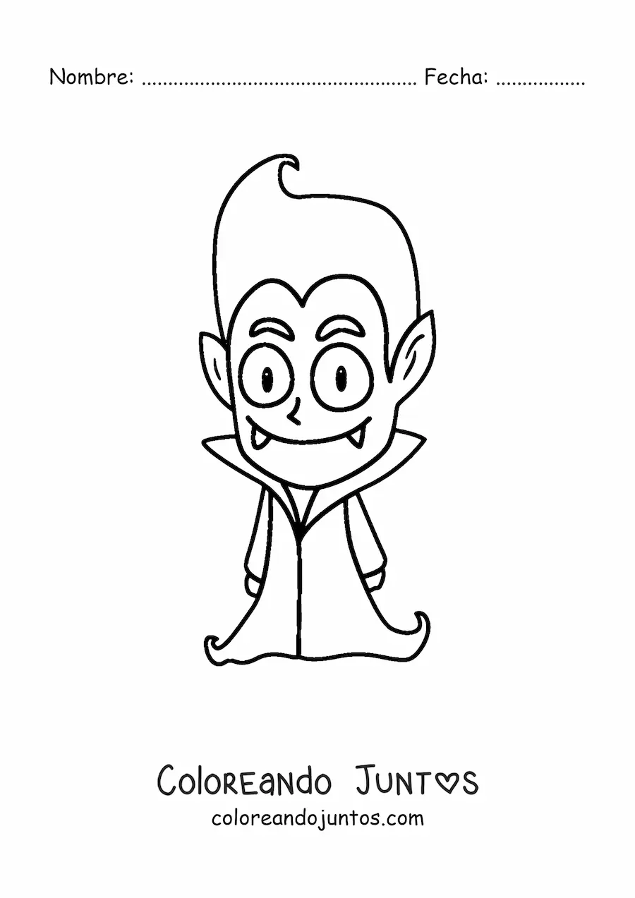 Imagen para colorear de vampiro animado fácil