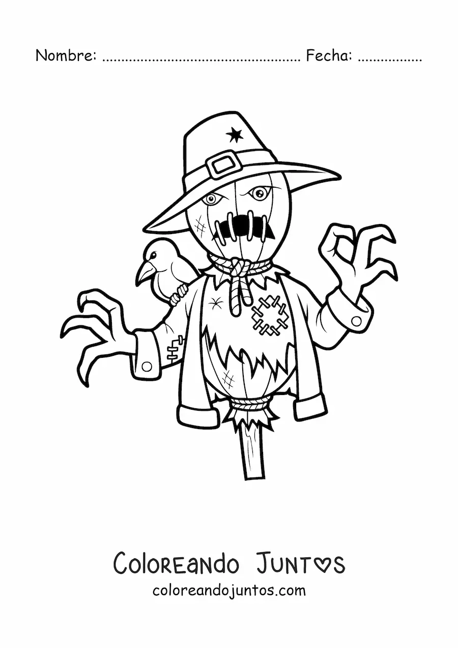 Imagen para colorear de espantapájaros de terror