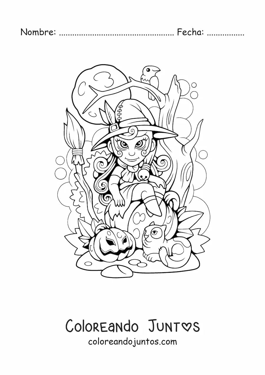 Imagen para colorear de bruja de terror