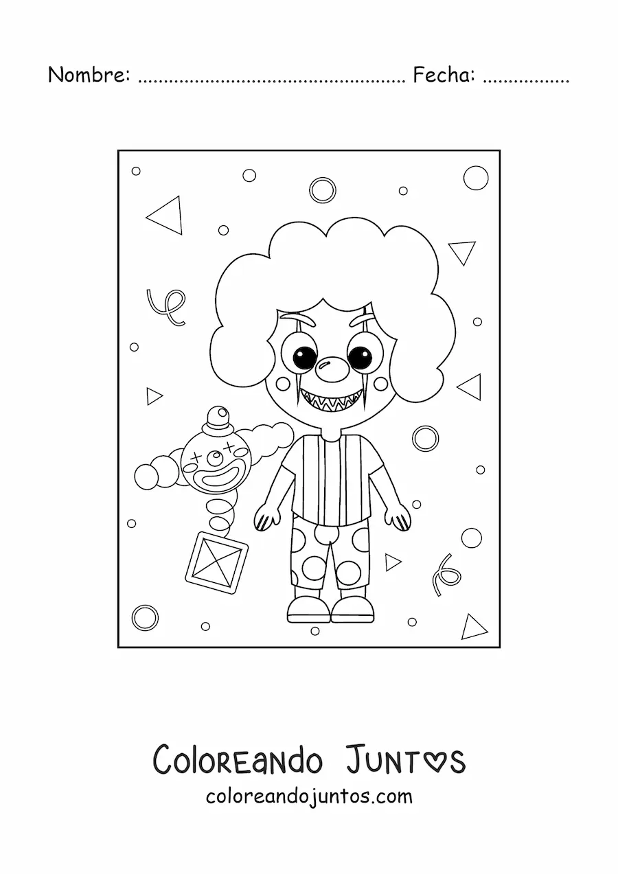 Imagen para colorear de payaso de terror