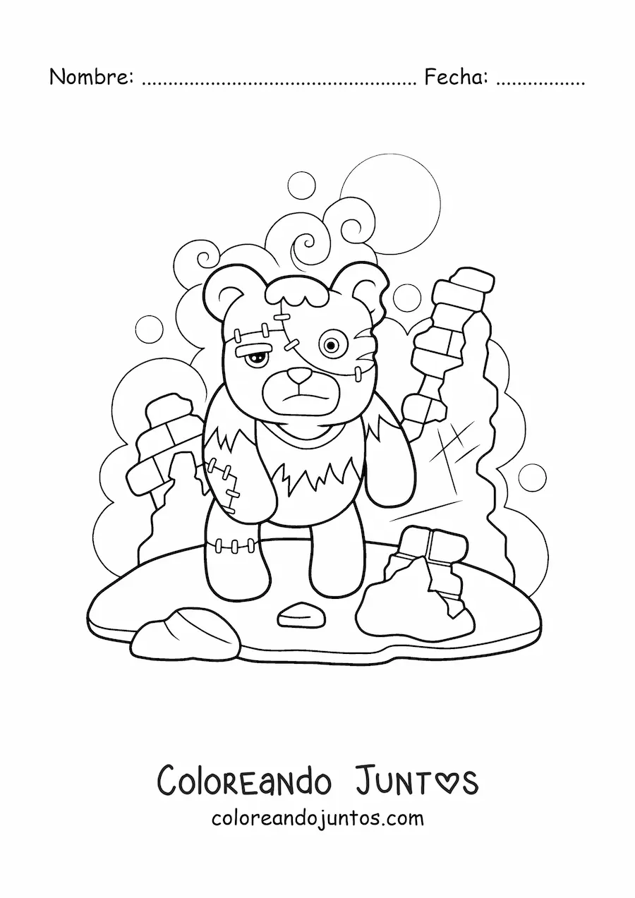 Imagen para colorear de muñeco de oso de terror de Halloween