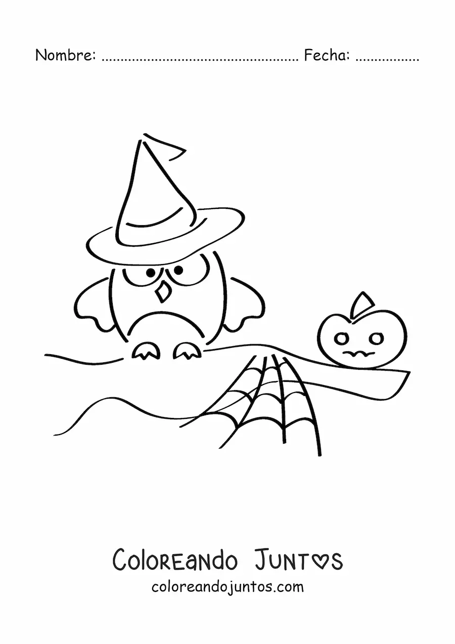Imagen para colorear de búho de Halloween fácil