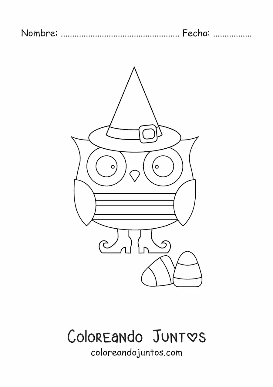 Imagen para colorear de búho de Halloween grande
