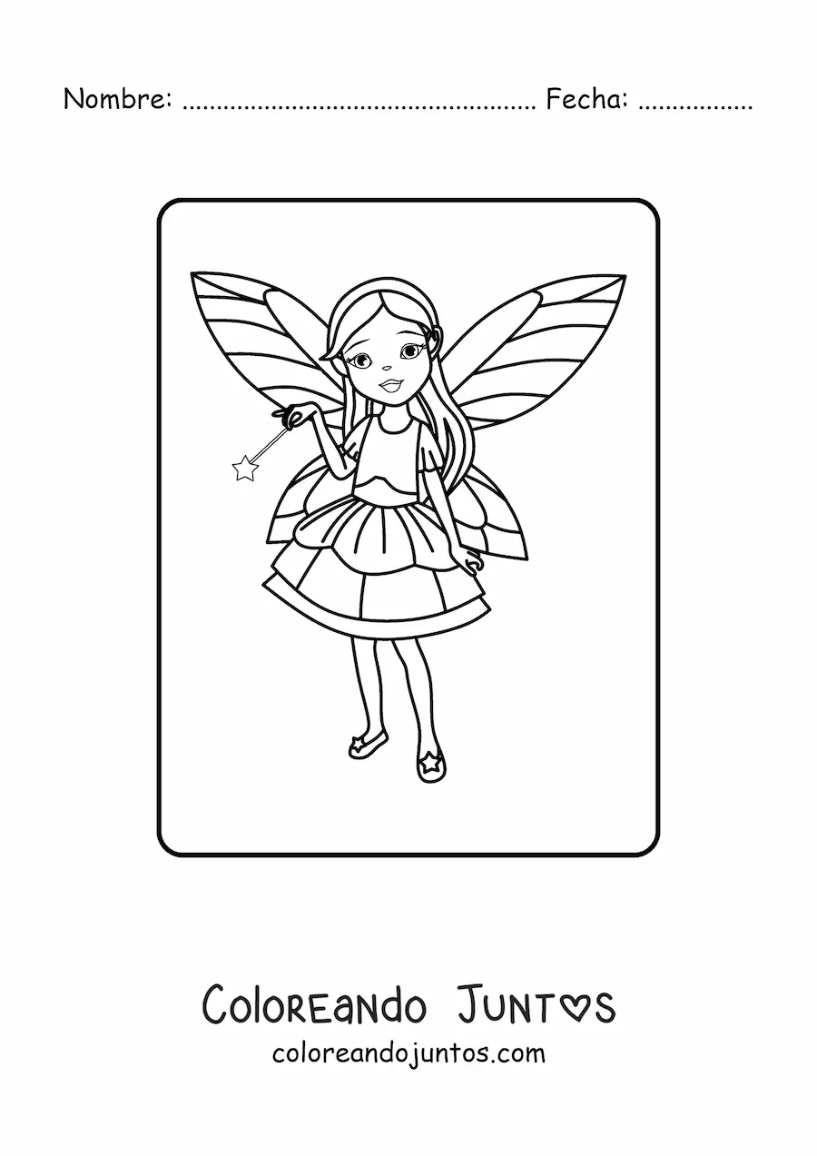 Imagen para colorear de hada mágica animada