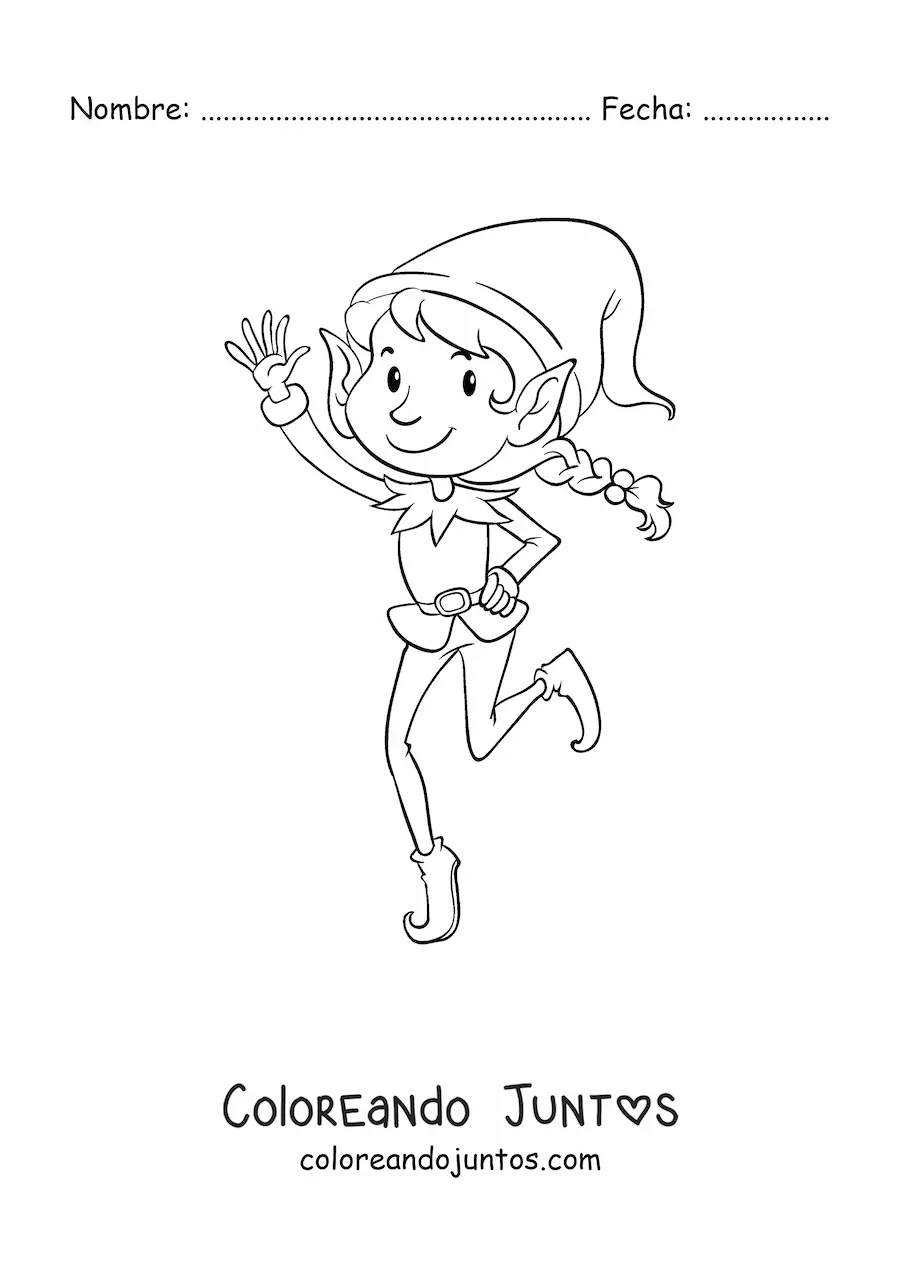 Imagen para colorear de duende mágico animado bailando