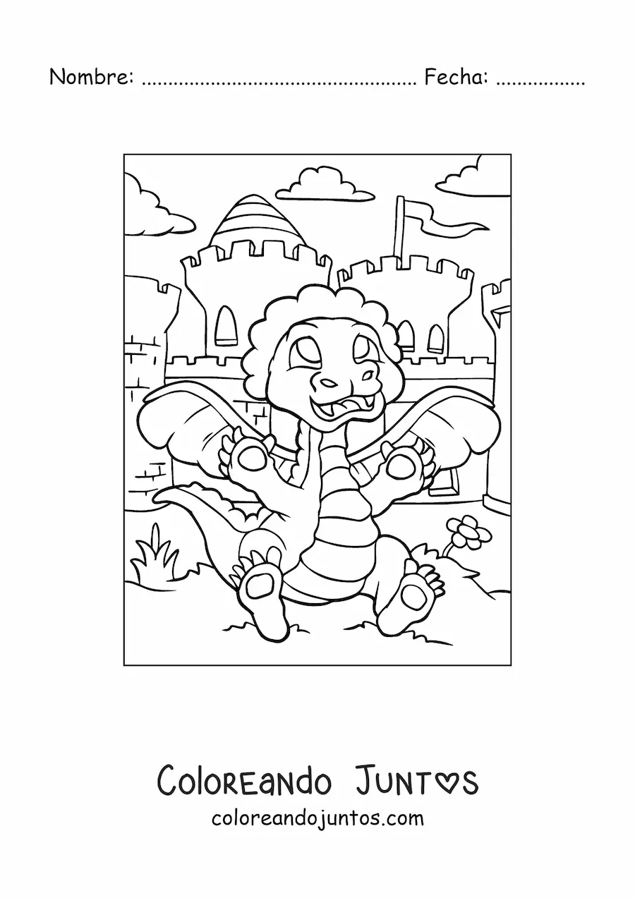 Imagen para colorear de dragón bebé animado