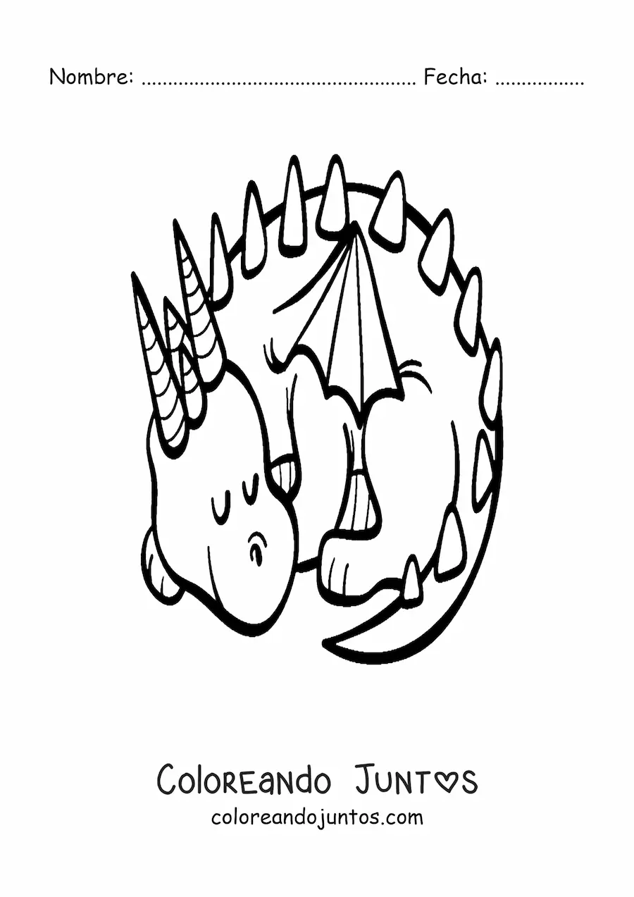 Imagen para colorear de dragón durmiendo