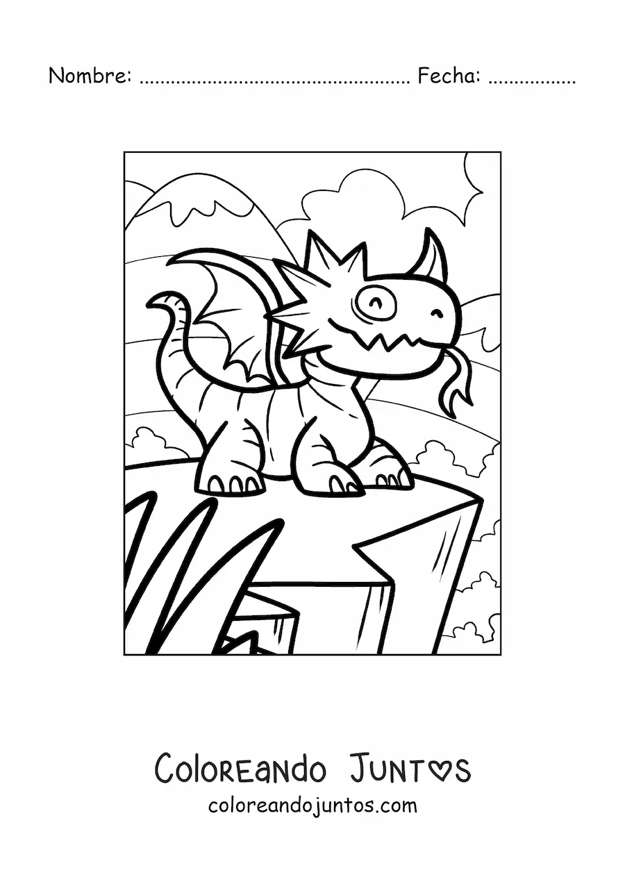 Imagen para colorear de dragón animado