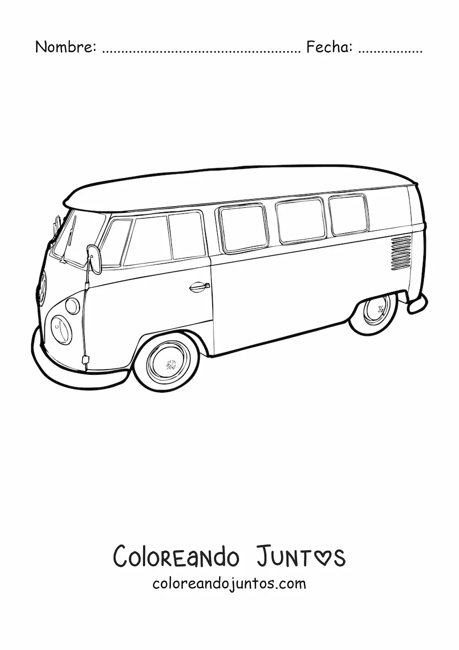Imagen para colorear de una van Volkswagen T2