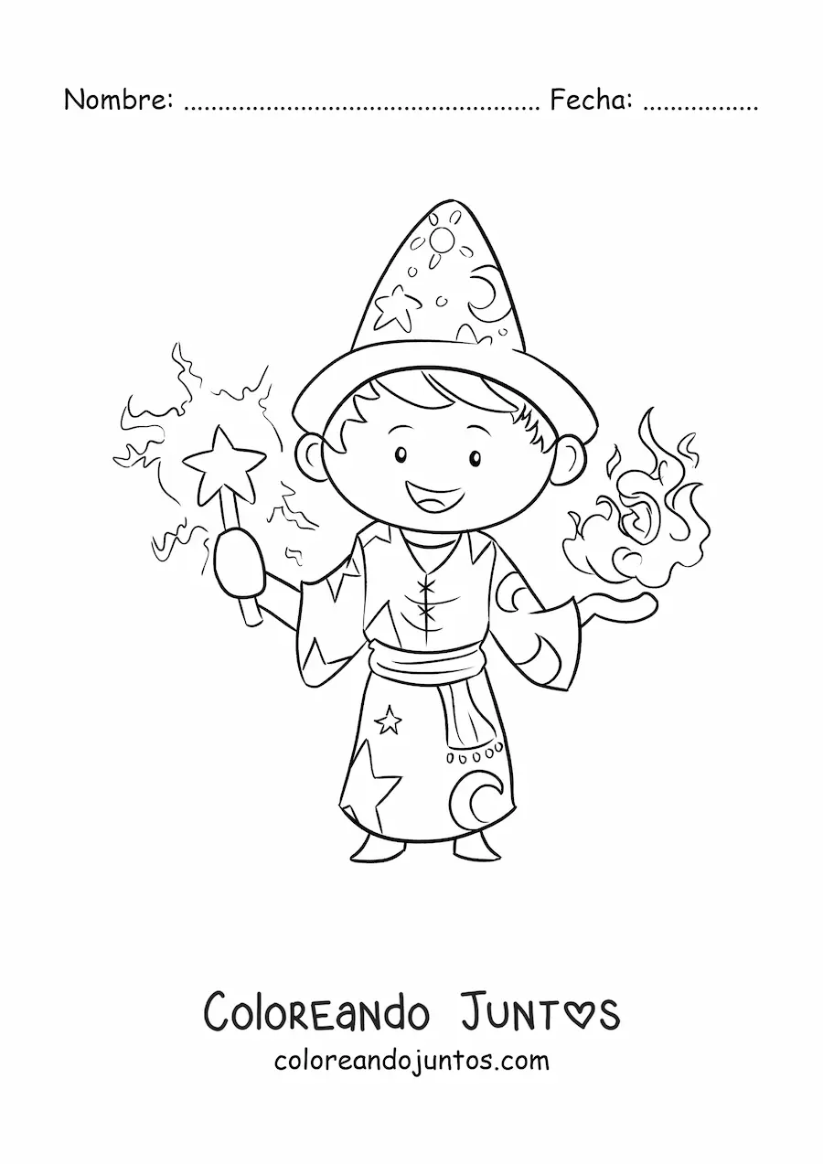 Imagen para colorear de hechicero en un duelo