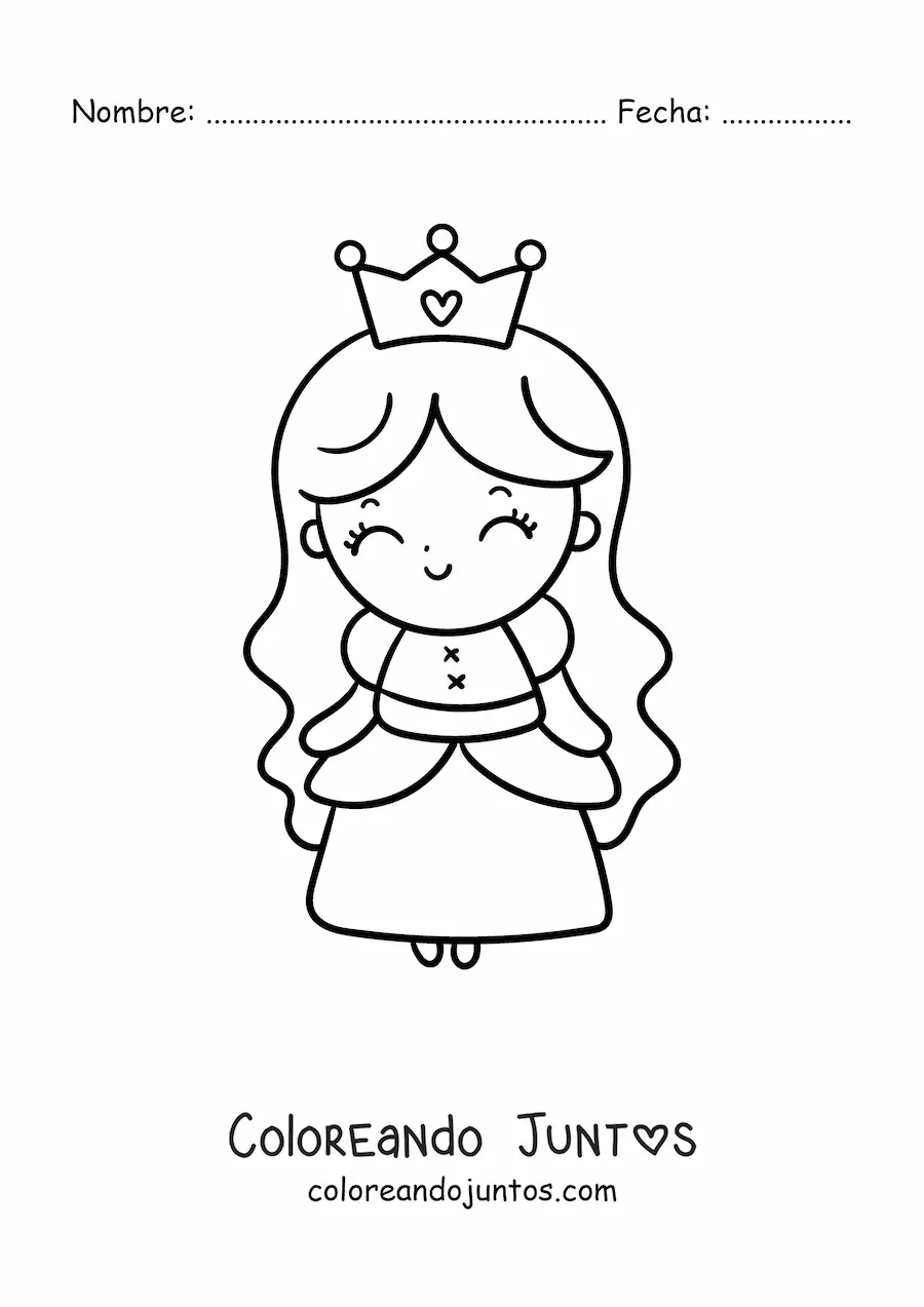 Imagen para colorear de princesa kawaii