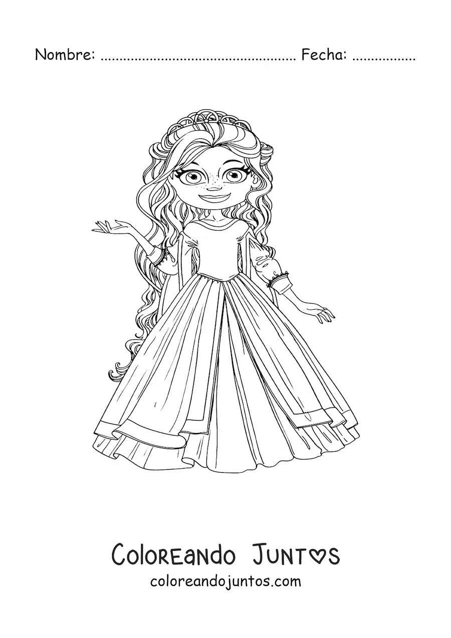 Imagen para colorear de princesa Rapunzel animada