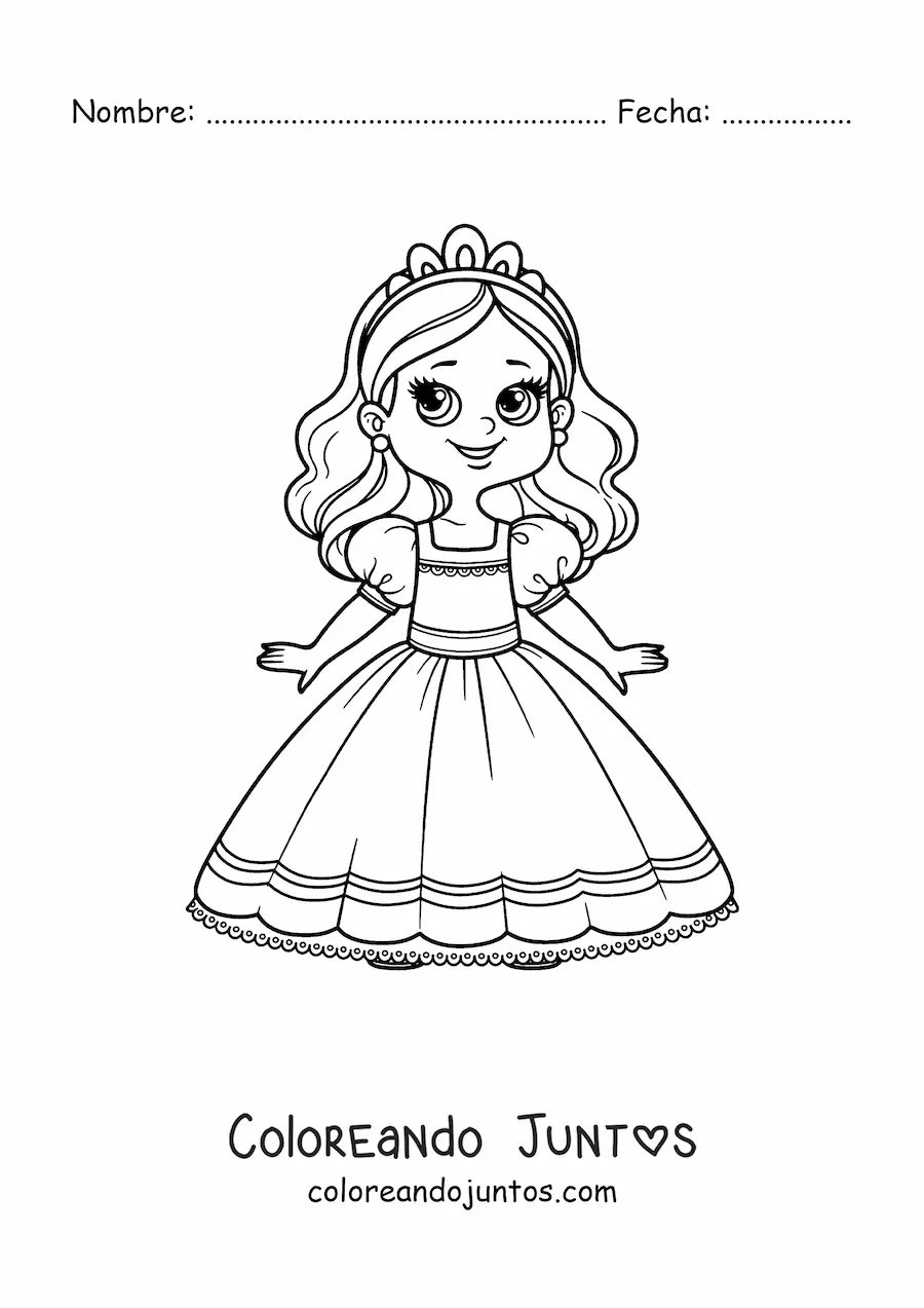 Imagen para colorear de princesa tierna