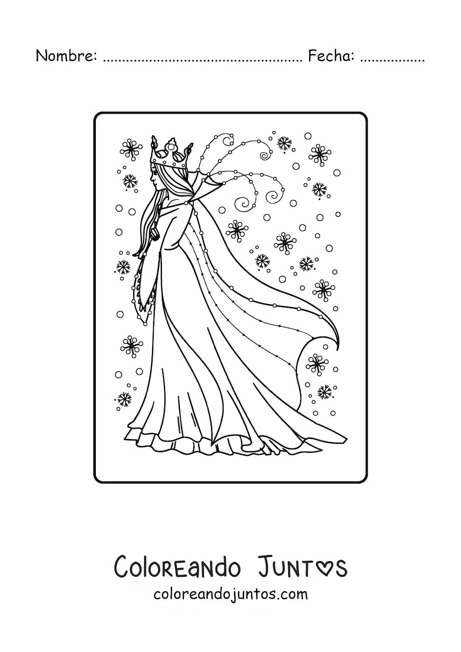 Imagen para colorear de reina de las nieves