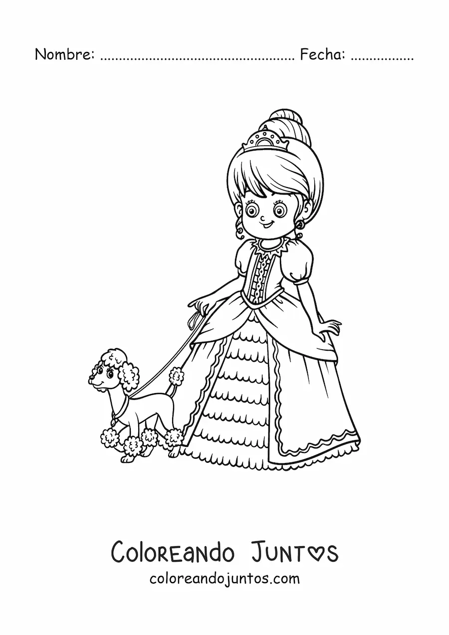 Imagen para colorear de Cenicienta con su mascota