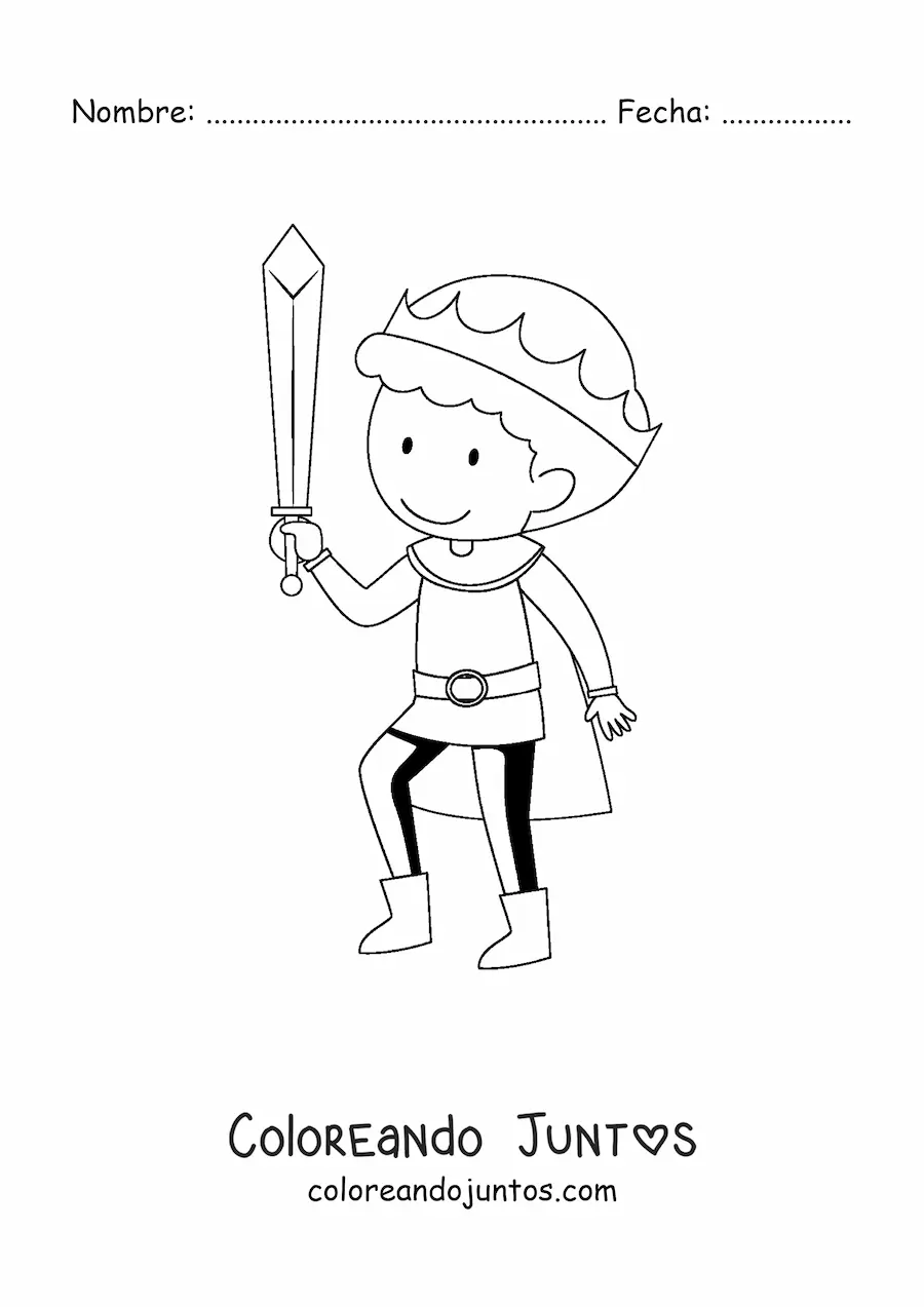 Imagen para colorear de príncipe animado grande