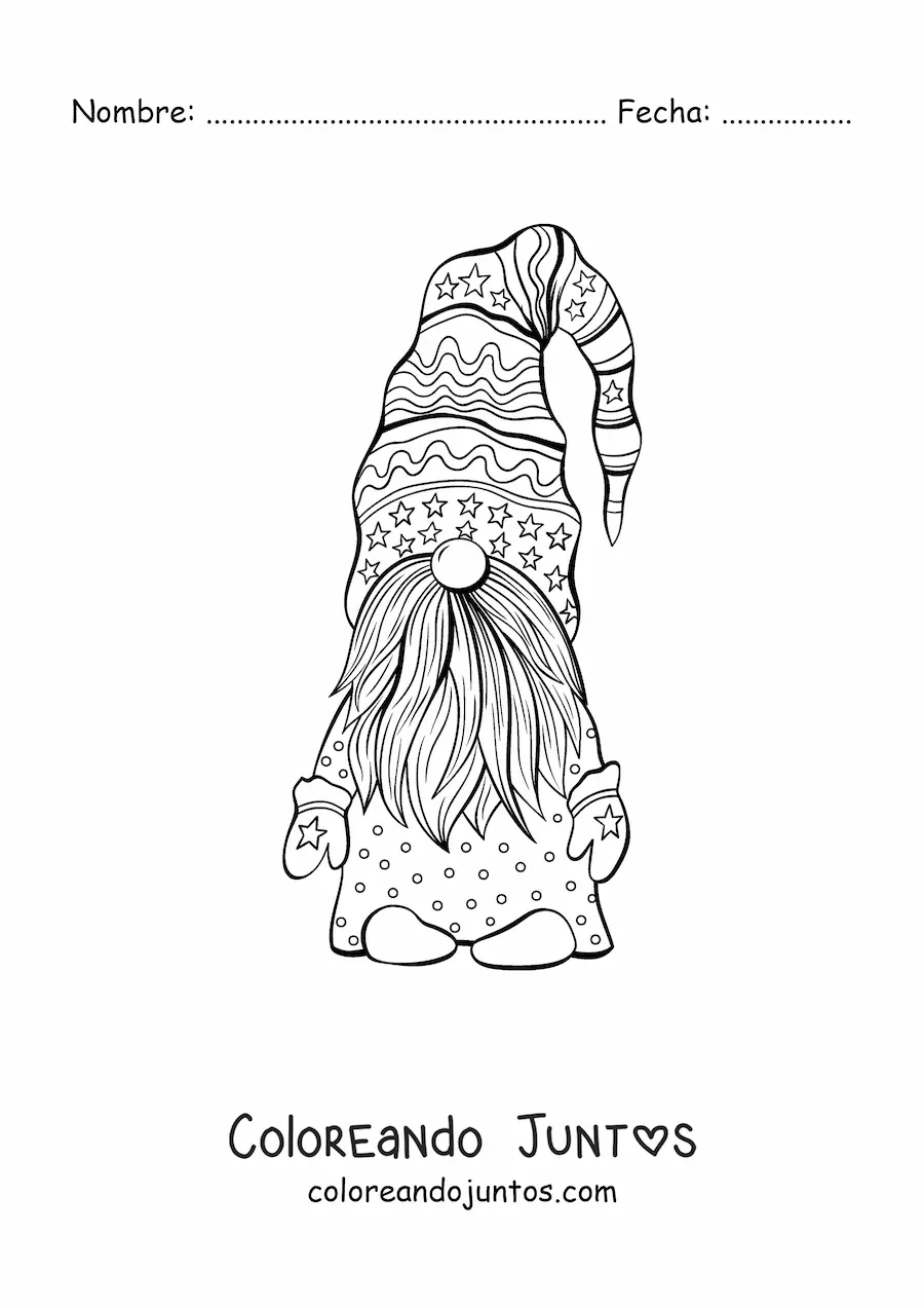 Imagen para colorear de gnomo mágico animado