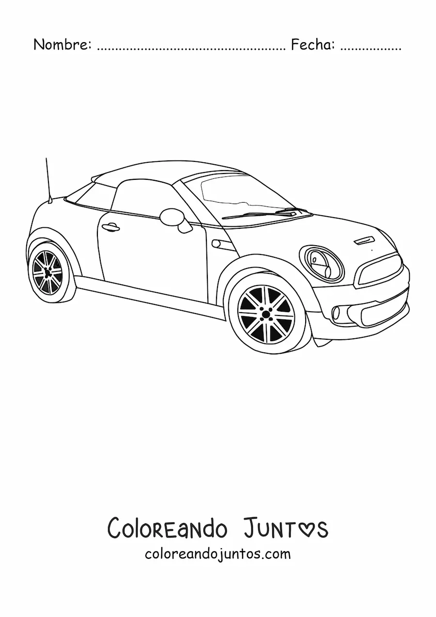 Imagen para colorear de un Mini Cooper coupé