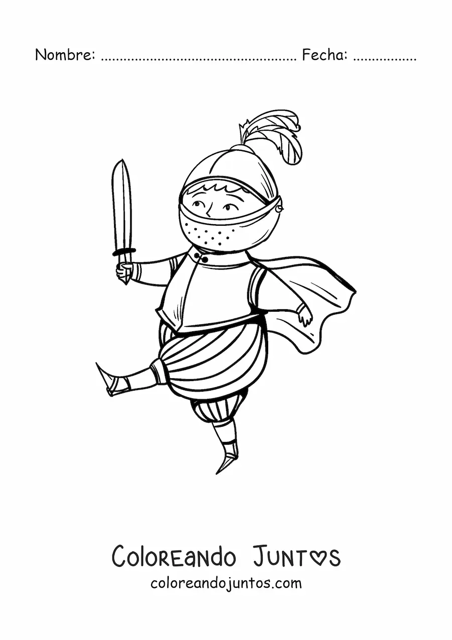 Imagen para colorear de caballero animado con casco