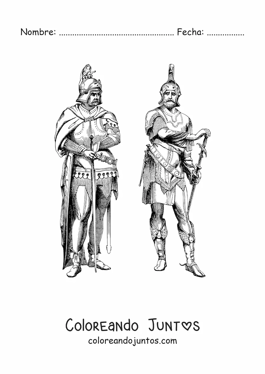 Imagen para colorear de caballeros realistas