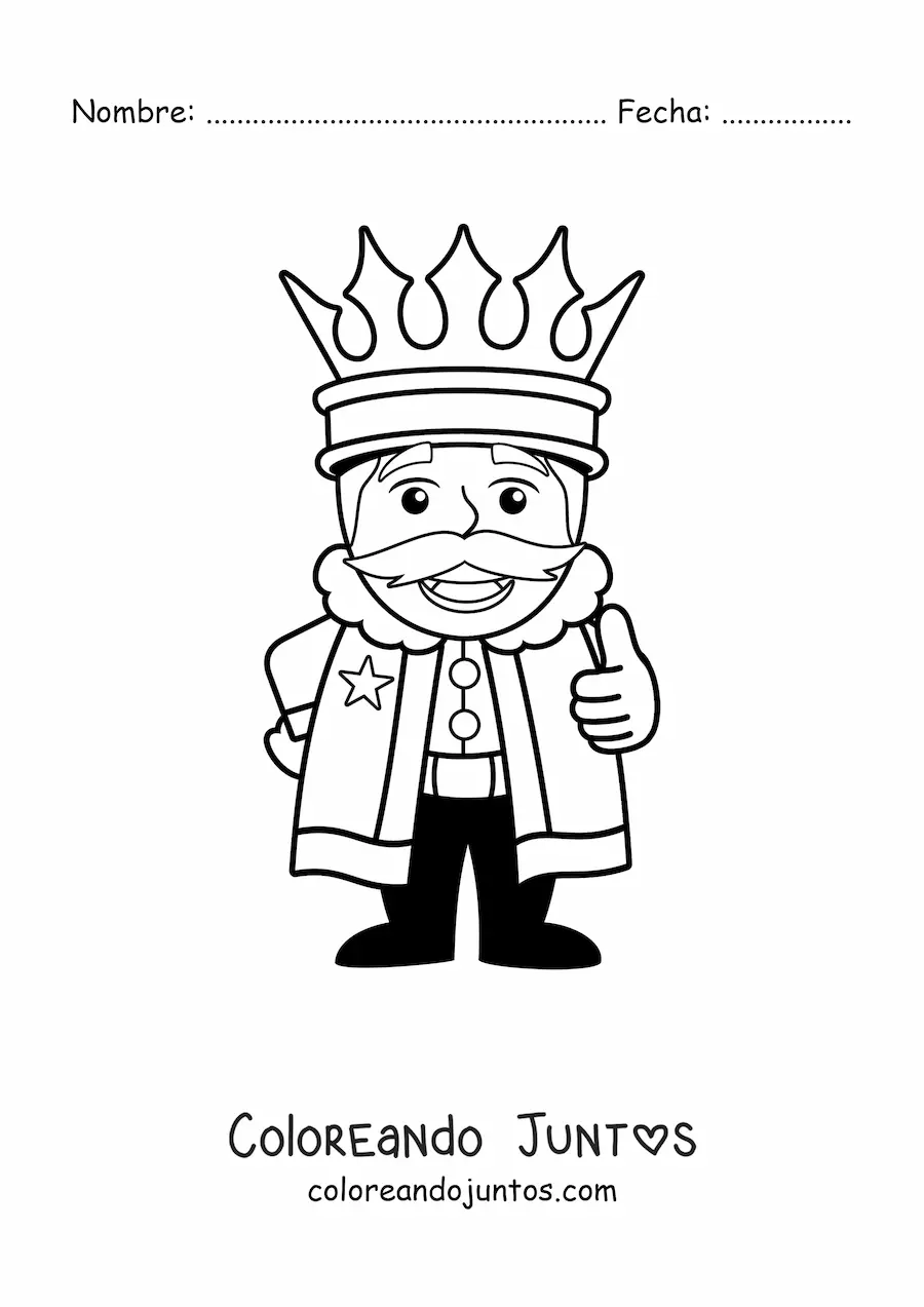 Imagen para colorear de caricatura de un rey sencillo con gran corona