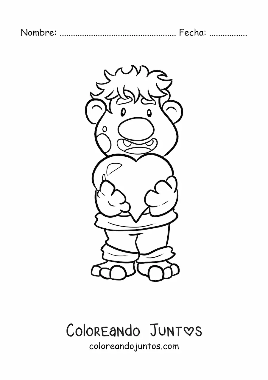 Imagen para colorear de troll animado entregando su corazón