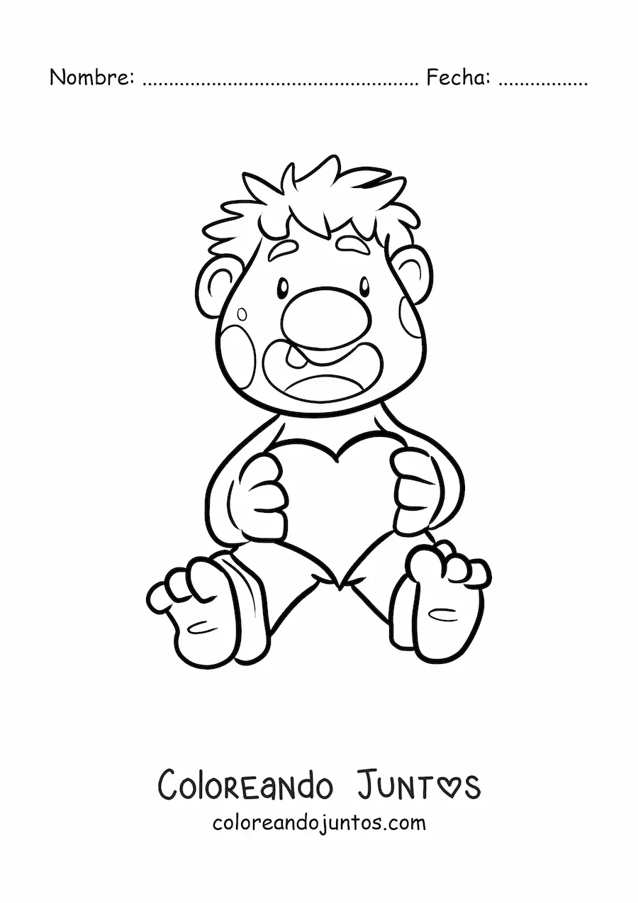 Imagen para colorear de troll animado sentado con corazón