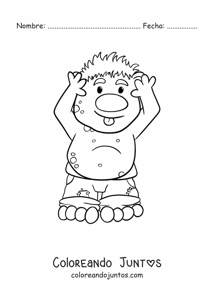 Imagen para colorear de troll animado gracioso sacando la lengua