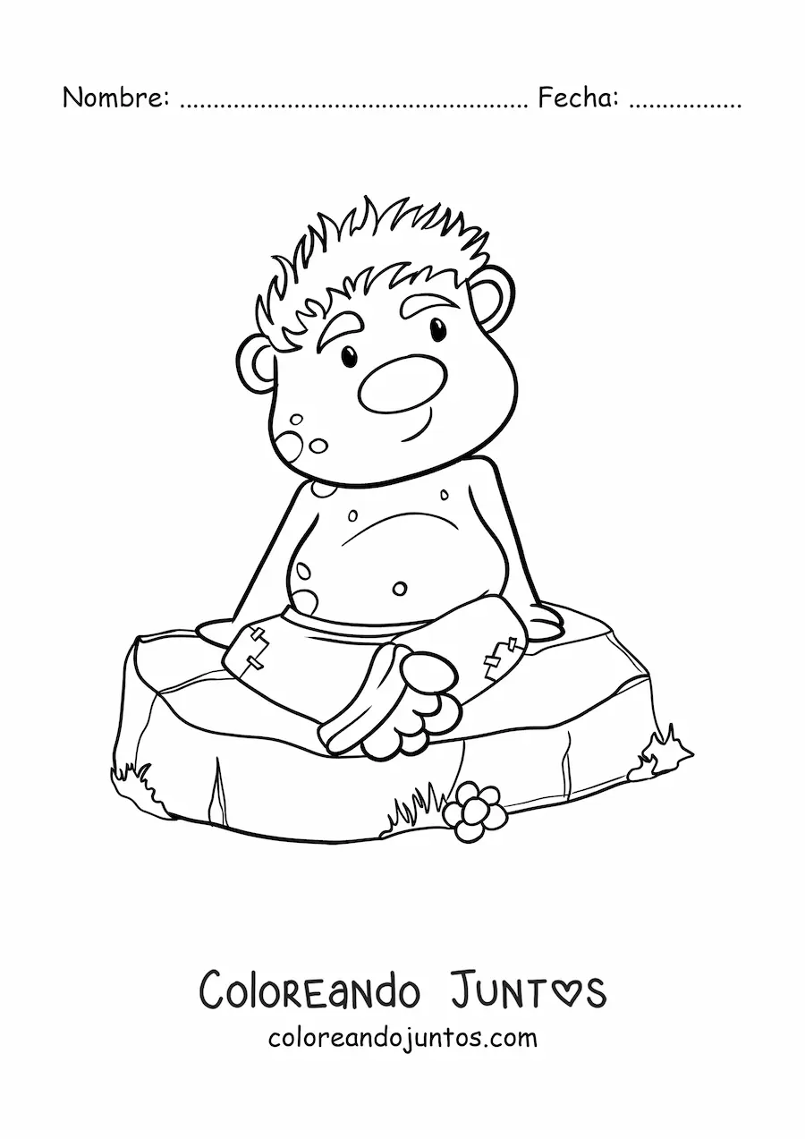 Imagen para colorear de troll animado sentado en una roca