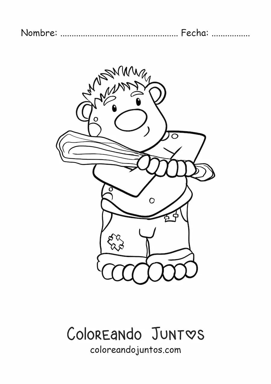 Imagen para colorear de troll animado con un bate